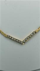 Synthetic Cubic Zirconia Stone Necklace Yellow Gold Electroplate 7.06g